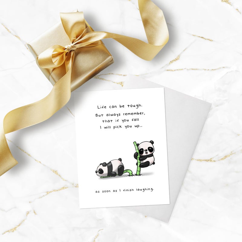 ALY LOU Funny Anniversary & Birthday Card â€“ Sarcastic Greeting Card Blank Inside, Cute & Perfect for Couples, Him, Her, Husband, Wife, Girlfriend, Boyfriend (Pick You Up ... After Laughing (Pandas)) - Image 5