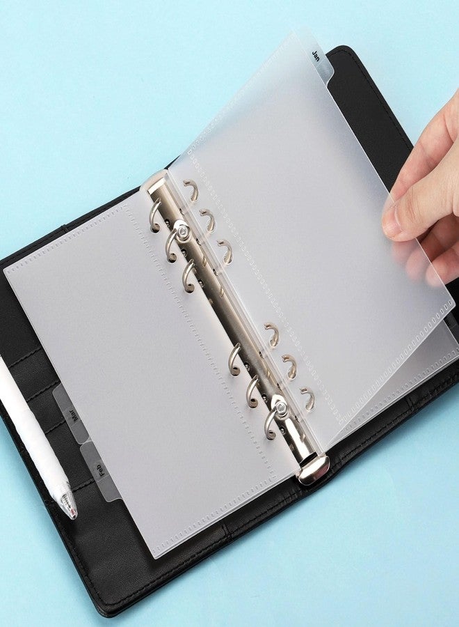 acDesign 15Pcs A6 Binder Pocket Dividers with No Zippers Frosted Zipless Budget Envelopes with 3Pcs Tabs Stickers for Cash System 6 Ring Budgeting Binder(Clear) - Image 3
