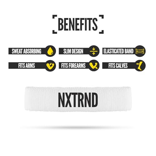 NXT NXTRND Nxtrnd Bicep Bands for Football, Slim Arm Sweat Bands, Sold as a Pair (White) One Size Fits Most - Image 3