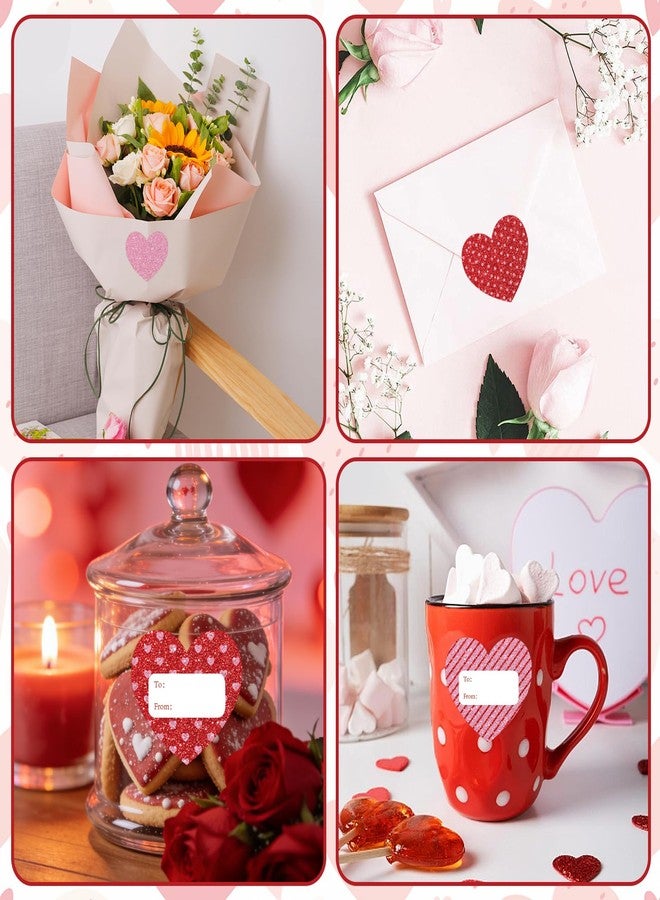 Yewfold 120Pcs Hearts Name Tag Stickers, Valentine's Day Self-Adhesive Labels, Heart Stickers Tags Label Decal for Envelopes Craft Card Seal Gifts Candy Bags Party Decor Supplies (Glitter) - Image 4