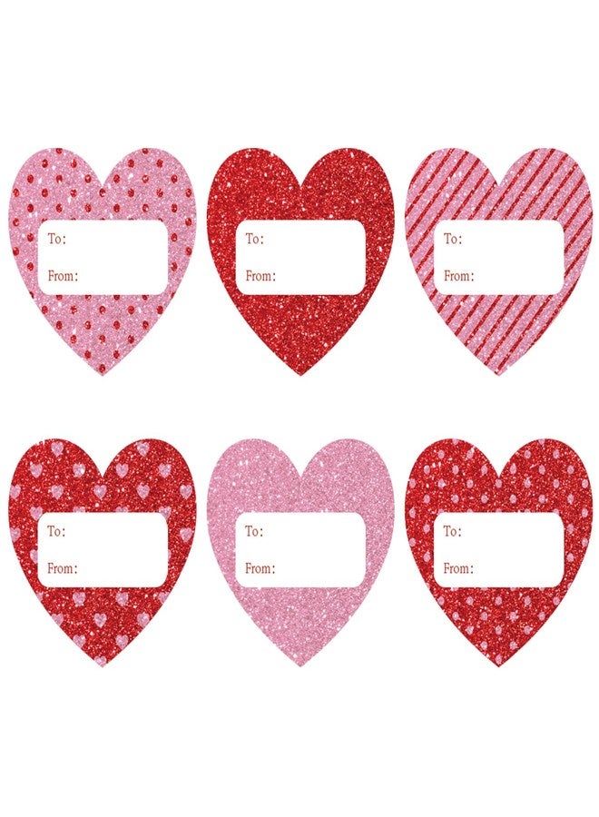 Yewfold 120Pcs Hearts Name Tag Stickers, Valentine's Day Self-Adhesive Labels, Heart Stickers Tags Label Decal for Envelopes Craft Card Seal Gifts Candy Bags Party Decor Supplies (Glitter) - Image 1