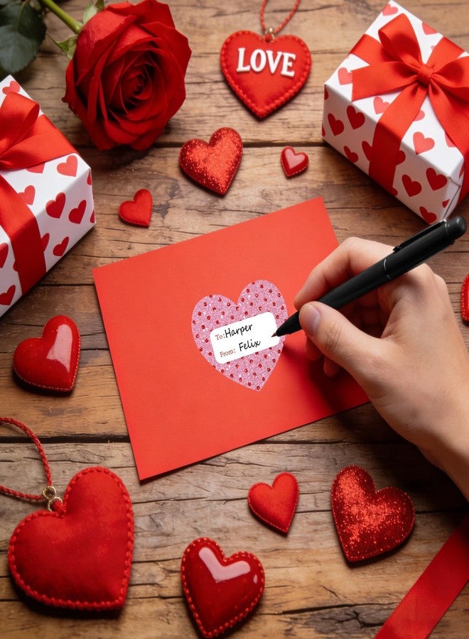 Yewfold 120Pcs Hearts Name Tag Stickers, Valentine's Day Self-Adhesive Labels, Heart Stickers Tags Label Decal for Envelopes Craft Card Seal Gifts Candy Bags Party Decor Supplies (Glitter) - Image 5