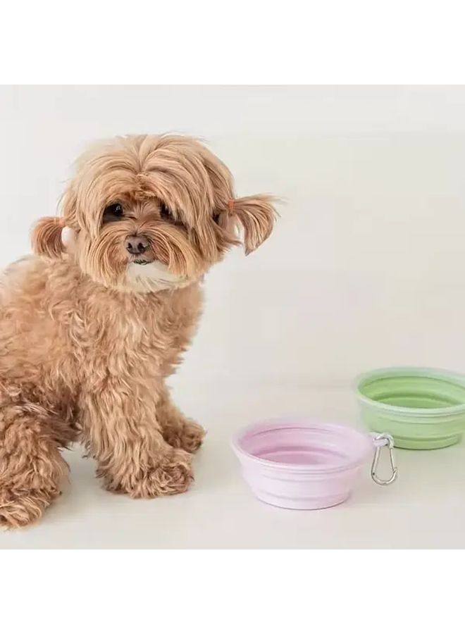 Purple Foldable Silicone Dog And Cat Bowl 2 Piece Travel Set With Spill Proof Lid - Image 3