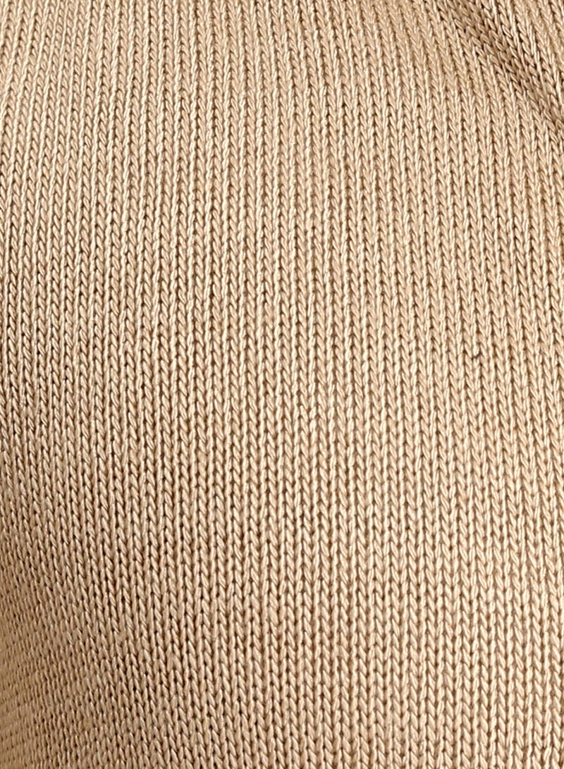 RAVIN Men Hooded Neck Zipped Long Sweater Dark Beige - Image 3