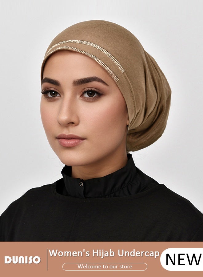 DUNISO Women Hijab Undercap Fashion Solid Color Hijab Tube Premium Headwear Soft Lady Long Hijab Scarf Lightweight Breathable Hot Diamond Islamic Muslim Hijab for Women Girls  - Image 1