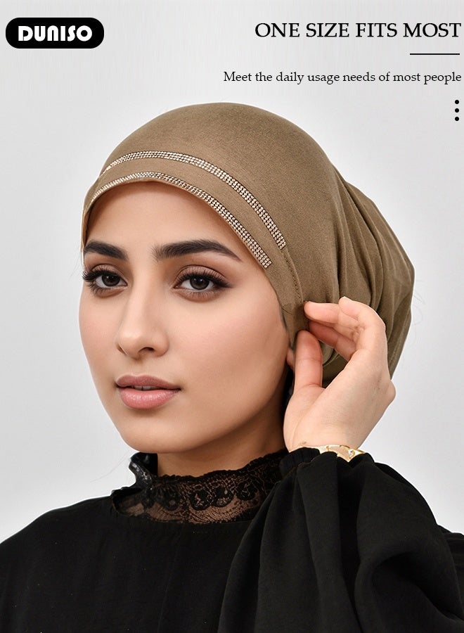 DUNISO Women Hijab Undercap Fashion Solid Color Hijab Tube Premium Headwear Soft Lady Long Hijab Scarf Lightweight Breathable Hot Diamond Islamic Muslim Hijab for Women Girls  - Image 3