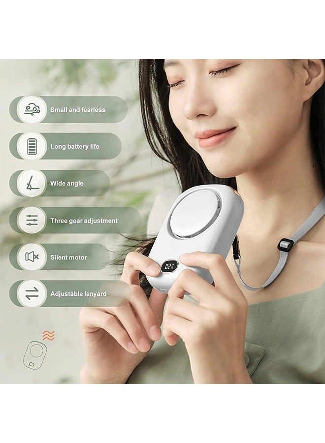 general Portable Neck Fan, Handheld Mini Fan Small Personal Fan, Hand Held Fan USB Rechargeable Eyelash Fan for Kids Girls Boys Woman Man Home Outdoor Travel White - Image 2