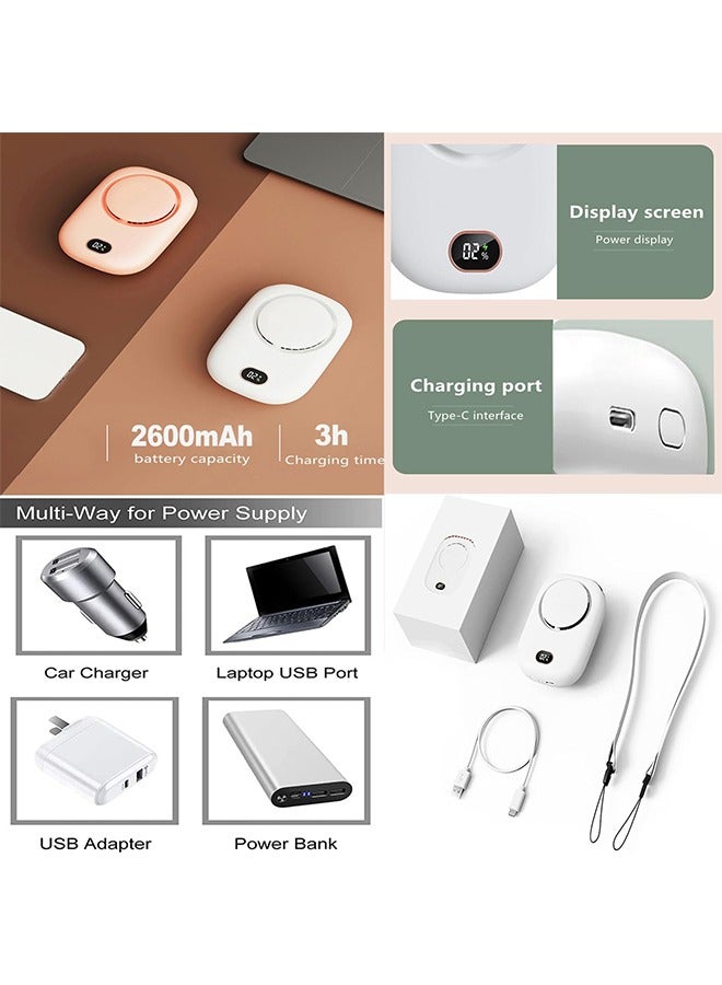 general Portable Neck Fan, Handheld Mini Fan Small Personal Fan, Hand Held Fan USB Rechargeable Eyelash Fan for Kids Girls Boys Woman Man Home Outdoor Travel White - Image 4