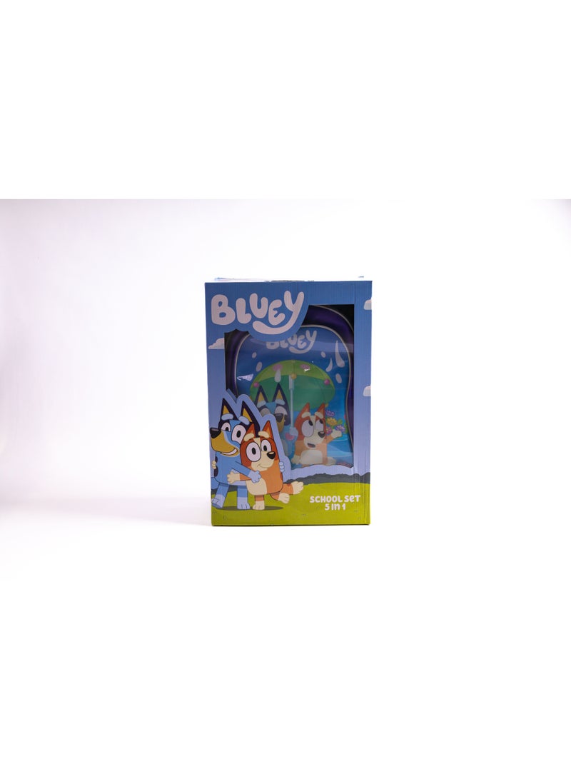 بلوي طقم حقيبة بعجلات مقاس 16 بوصة من بلوي مع حقيبة غداء ومقلمة وزجاجة مياه وصندوق غداء - أزرق - Image 2