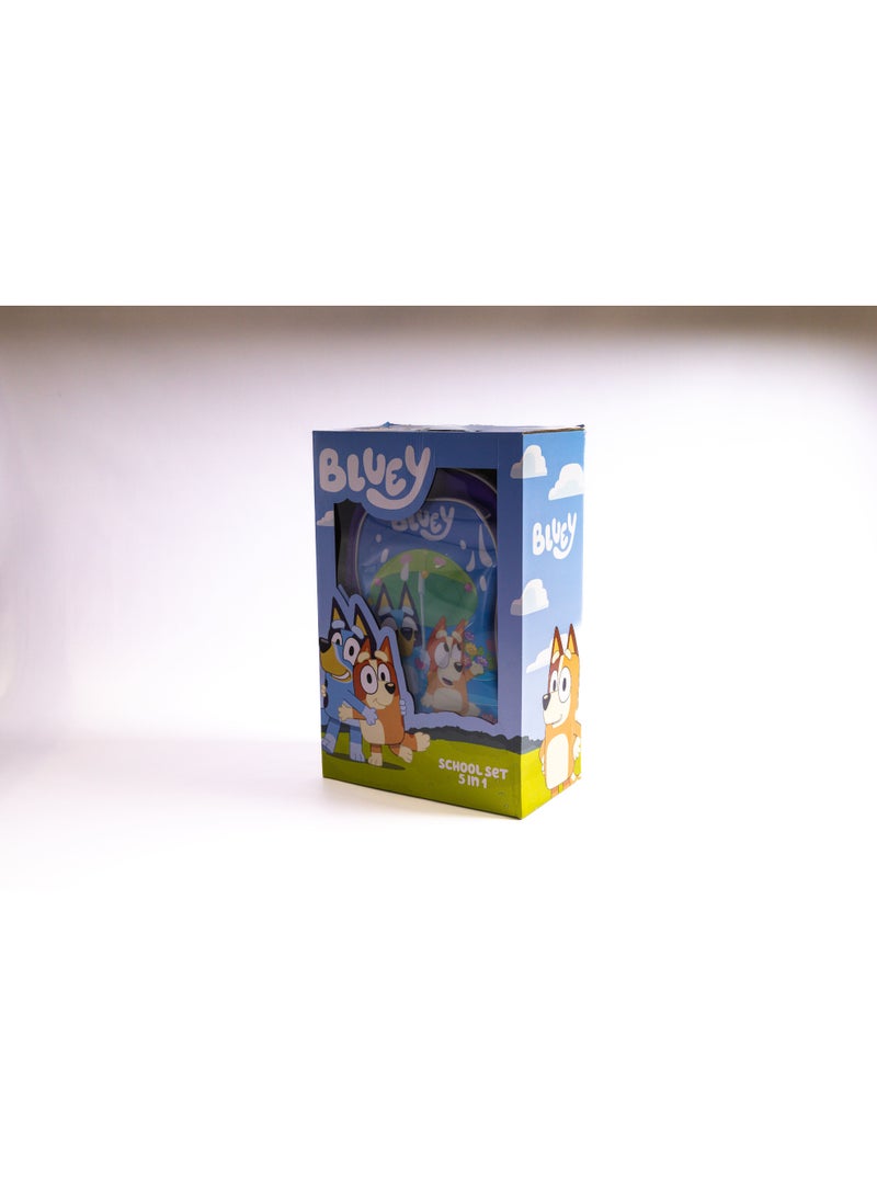 بلوي طقم حقيبة بعجلات مقاس 16 بوصة من بلوي مع حقيبة غداء ومقلمة وزجاجة مياه وصندوق غداء - أزرق - Image 3