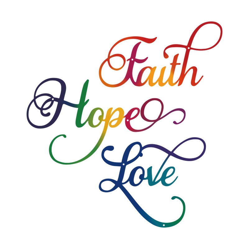 ESTART Faith Hope Love 3 Pieces Metal Wall Decor Inspirational Black Letter Sign Wall Art Rustic Vintage Farmhouse Word Metal Sign Family Wall Decor for Home Bedroom Living Room Office (Colorful) - Image 1