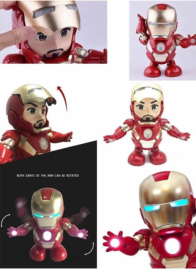 GROIC - Dancing Iron Man Robot Toy Super Hero Iron man Action Figure with Openable Mask, Lights and Music, Interactive Toy for Kids - Image 1