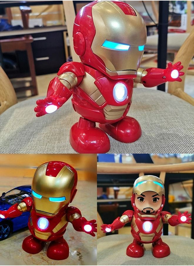 GROIC - Dancing Iron Man Robot Toy Super Hero Iron man Action Figure with Openable Mask, Lights and Music, Interactive Toy for Kids - Image 1