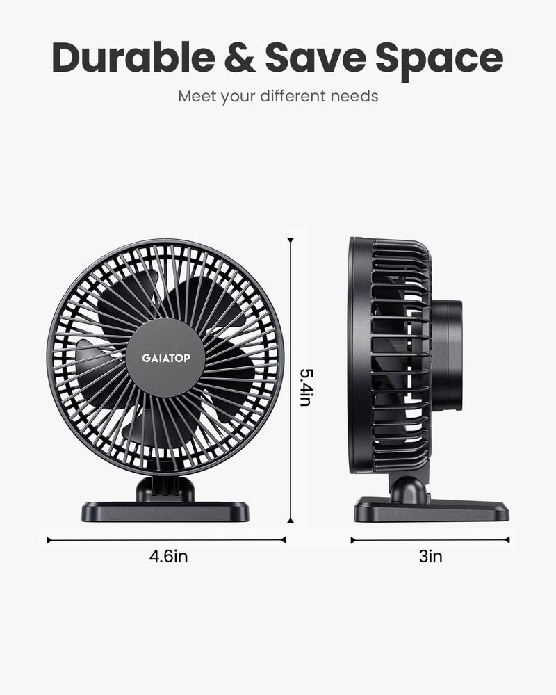 Gaiatop USB Desk Fan, Small But Powerful, Personal Portable Quiet 3 Speeds, Adjustment Mini Table Desktop for Better Cooling Home Office Car Indoor Outdoor Black - Image 5