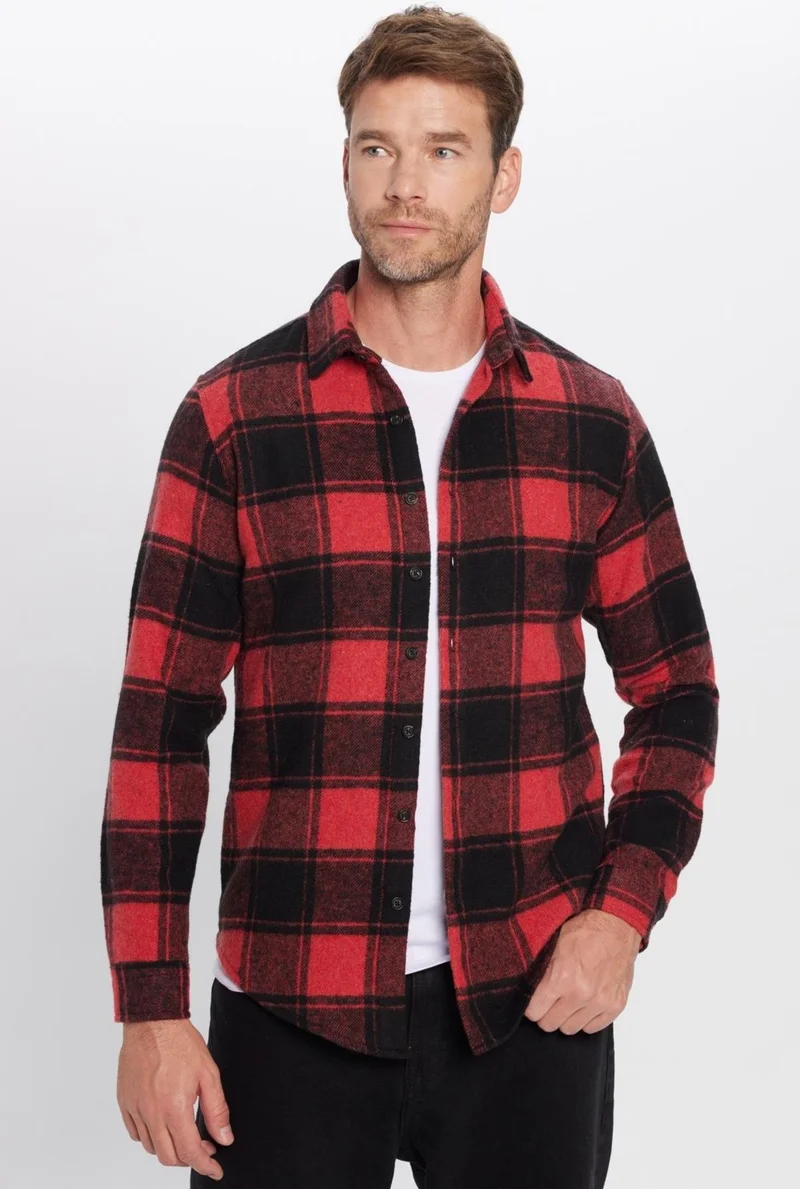 Tudors Men's Slim Fit Slim Fit Lumberjack Plaid Winter Shirt