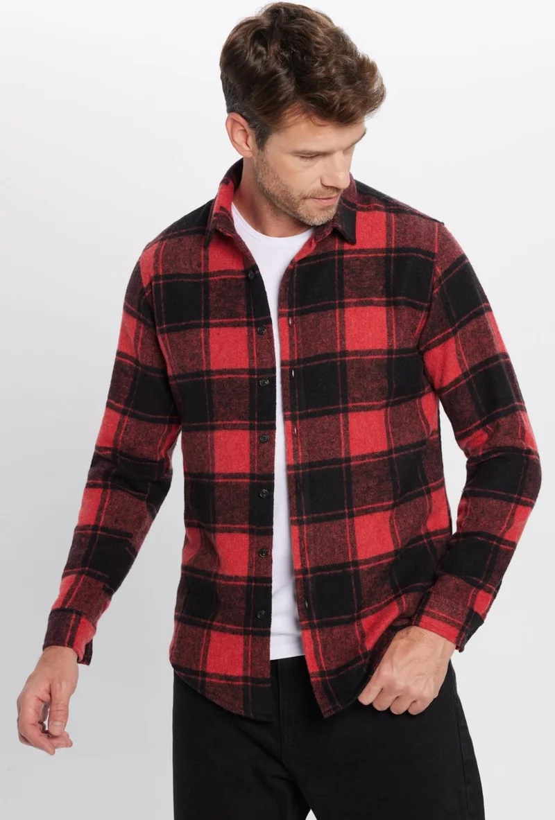 Tudors Men's Slim Fit Slim Fit Lumberjack Plaid Winter Shirt