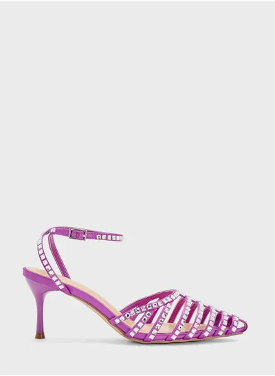 Ginger Square Diamante Multi-Strap Pointed Pump