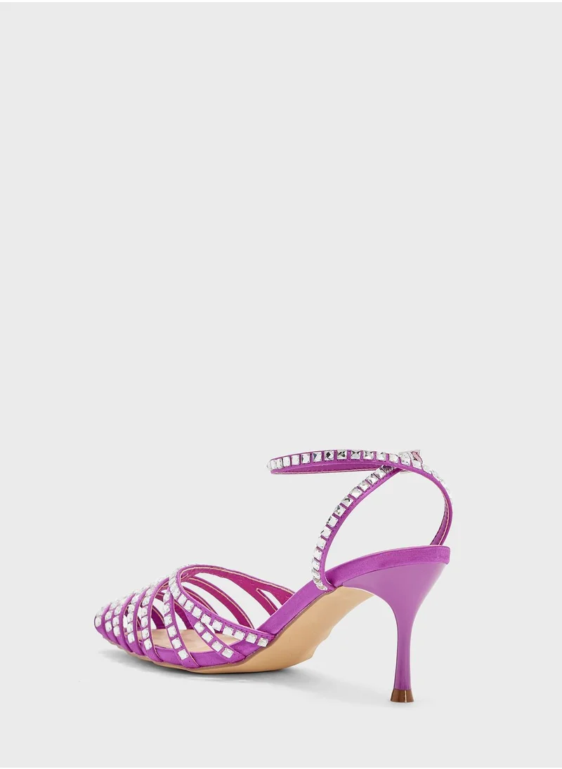 Ginger Square Diamante Multi-Strap Pointed Pump