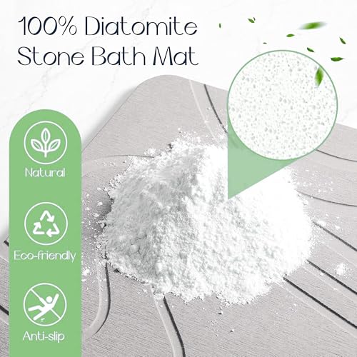 MAXOSHINE TerraDry Stone Mat for Bathroom-Highly Absorbent Diatomaceous Earth Shower Mat-Antislip Stone Bath Mat for Home Kitchen Living Room-Quick Drying Floor Mat (35 X 45 cm Light Grey) - Image 2