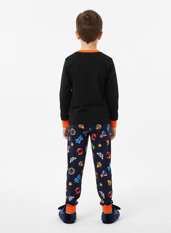 babyqlo Neon Game Print Boys Glow in the Dark Pajama Set - Image 3