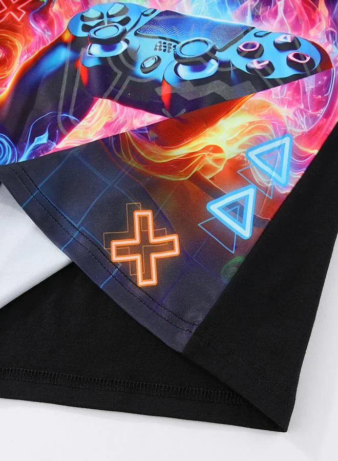 babyqlo Neon Game Print Boys Glow in the Dark Pajama Set