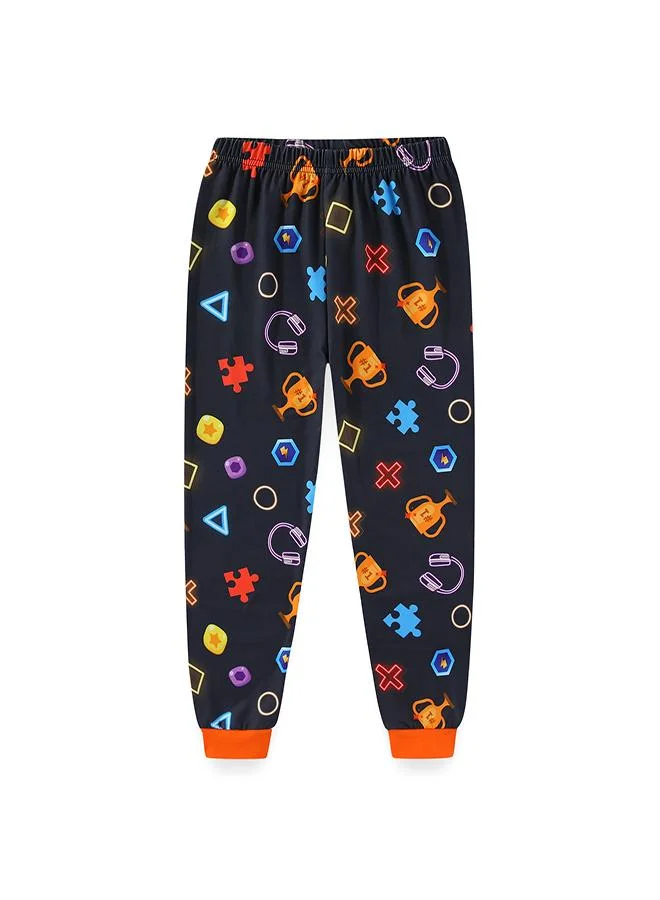 babyqlo Neon Game Print Boys Glow in the Dark Pajama Set