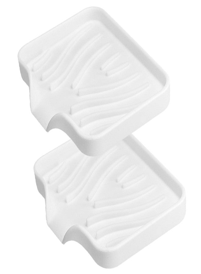 MCSDFN 2 Pack Silicone Soap Dish with Drain, Self Draining Bar Soap Holder for Shower, Silicone Dish Soap Tray, Bathroom and Kitchen Sink Organizer, White - Image 1