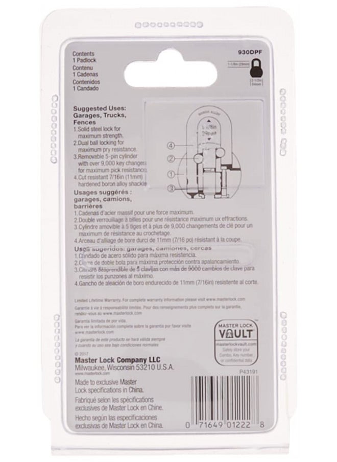 Master Lock Master Lock Padlock, Solid Steel Lock, 2-1/2 in. Wide, 930DPF  - Image 4