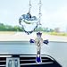 Motaney Elegant Cross Rear View Mirror Accessories Crystals Sun Catcher Car Mirror Hanging Accessories HeartShaped Crystal Pendant Suncatcher Car Decor Hanging Ornament for Blessing and Positive Energy - Image 2