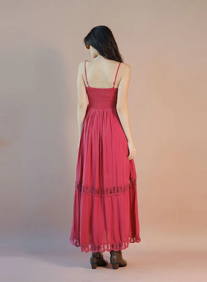 Virgio  VIRGIO 100% Viscose Maxi Dress Strappy Lace Style for Women | Best Price UAE