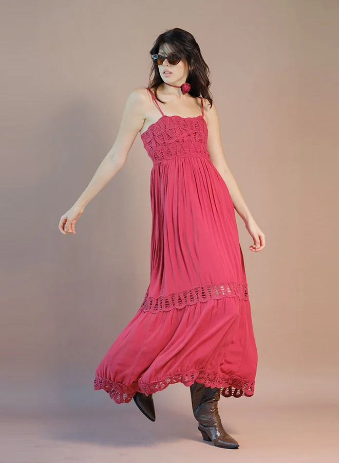 Virgio  VIRGIO 100% Viscose Maxi Dress Strappy Lace Style for Women | Best Price UAE