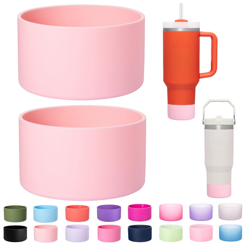 LONPARRY 2-Pack Silicone Boot for Stanley 40 30 oz Quencher Adventure Tumbler, Stanley IceFlow 30 20 oz, Stanley Cup Protector Accessories Anti-Slip Sleeve Pink - Image 1