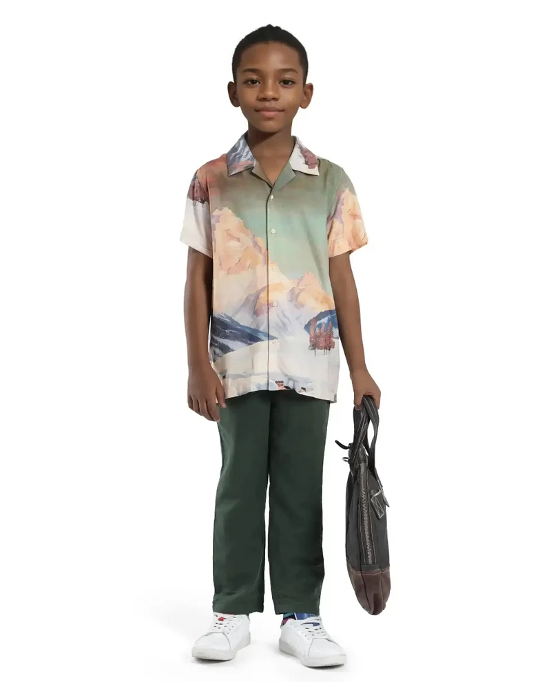 Rare Ones Rare Ones Kids Pastor-K Dusky Green Cotton Regular Fit Solid Trouser
