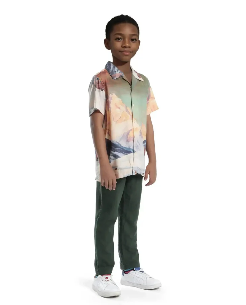 Rare Ones Rare Ones Kids Pastor-K Dusky Green Cotton Regular Fit Solid Trouser