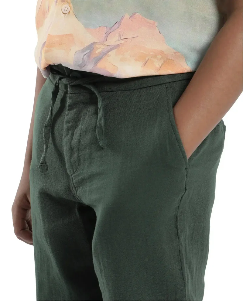 Rare Ones Rare Ones Kids Pastor-K Dusky Green Cotton Regular Fit Solid Trouser