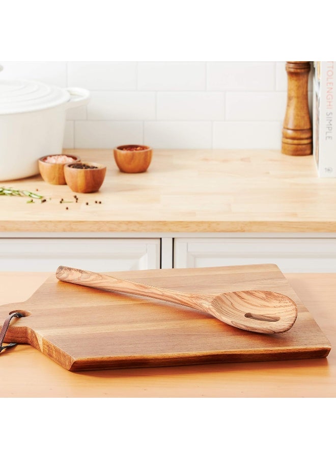 Tovolo Olivewood Slotted, Traditional Spoon, Wooden Kitchen NonStick Cookware  Cast Iron Pan, Rustic Cooking Utensil, One - Image 2