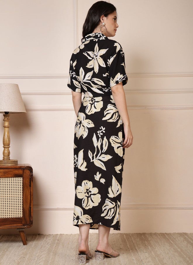 Rue Collection مجموعة روي المطبوعة بالأزهار مع قميص ذو ياقة وتنورة - Image 2