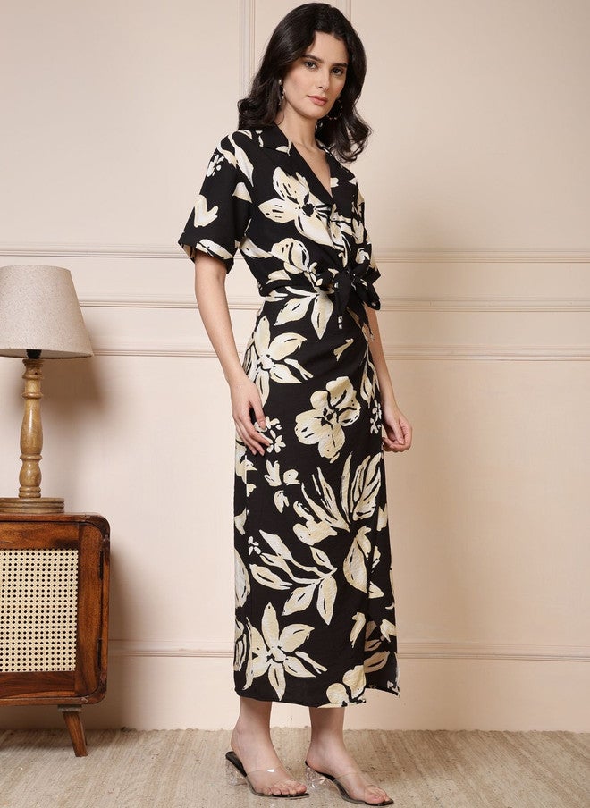 Rue Collection مجموعة روي المطبوعة بالأزهار مع قميص ذو ياقة وتنورة - Image 4