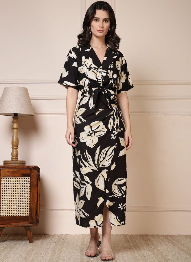 Rue Collection مجموعة روي المطبوعة بالأزهار مع قميص ذو ياقة وتنورة - Image 1