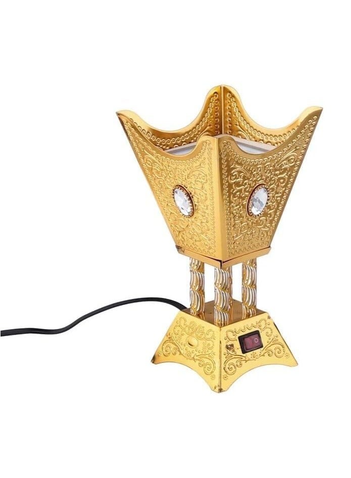 Portable Electric Incense Burner – Large Quadrangular Design – Model WF012-2 in Gold - Image 3