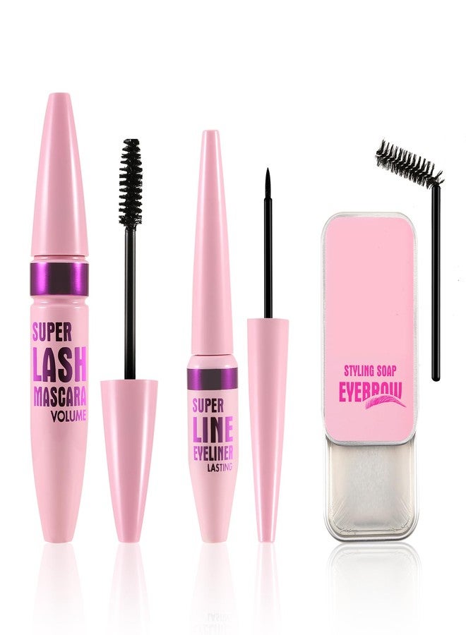 Boobeen 4-in-1 Mascara Eyeliner Set, Volume Length Mascara & Waterproof Eyeliner, with Eyebrow Styling Soap and Spiral Brush, Long Lasting and Smudge-Proof - Image 1