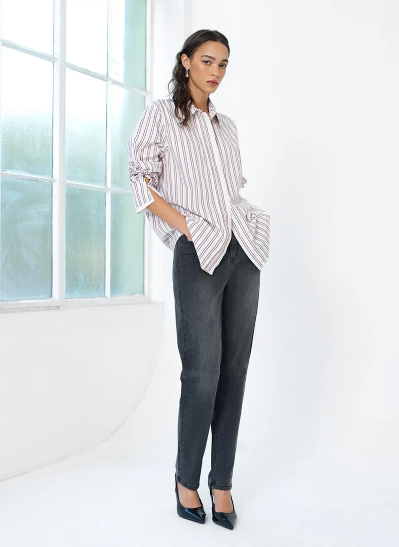 فرنش كونكشن Women's Powder Pink Multi Cambria Cotton Pintuck Shirt