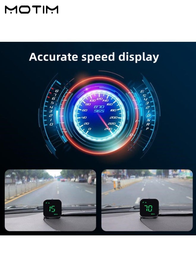 Motim - Car Head Up Display High Definition Refitted Speedometer with Digital Speed, Car Hud Digital GPS Speedometer, Voice Alerts, Fatigue Driving Reminder Overspeed Alarm Trip Meter for All Vehicle - Image 1