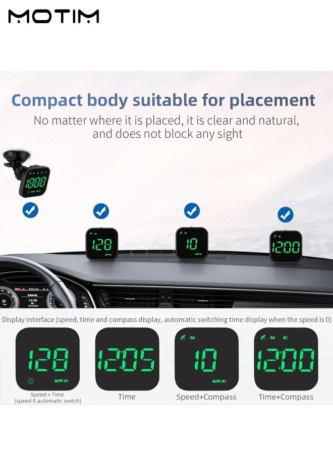 Motim - Car Head Up Display High Definition Refitted Speedometer with Digital Speed, Car Hud Digital GPS Speedometer, Voice Alerts, Fatigue Driving Reminder Overspeed Alarm Trip Meter for All Vehicle - Image 1