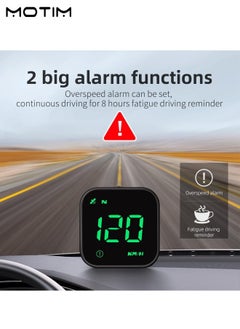 Motim Car Head Up Display High Definition Refitted Speedometer with Digital Speed, Car Hud Digital GPS Speedometer, Voice Alerts, Fatigue Driving Reminder Overspeed Alarm Trip Meter for All Vehicle  - Image 2