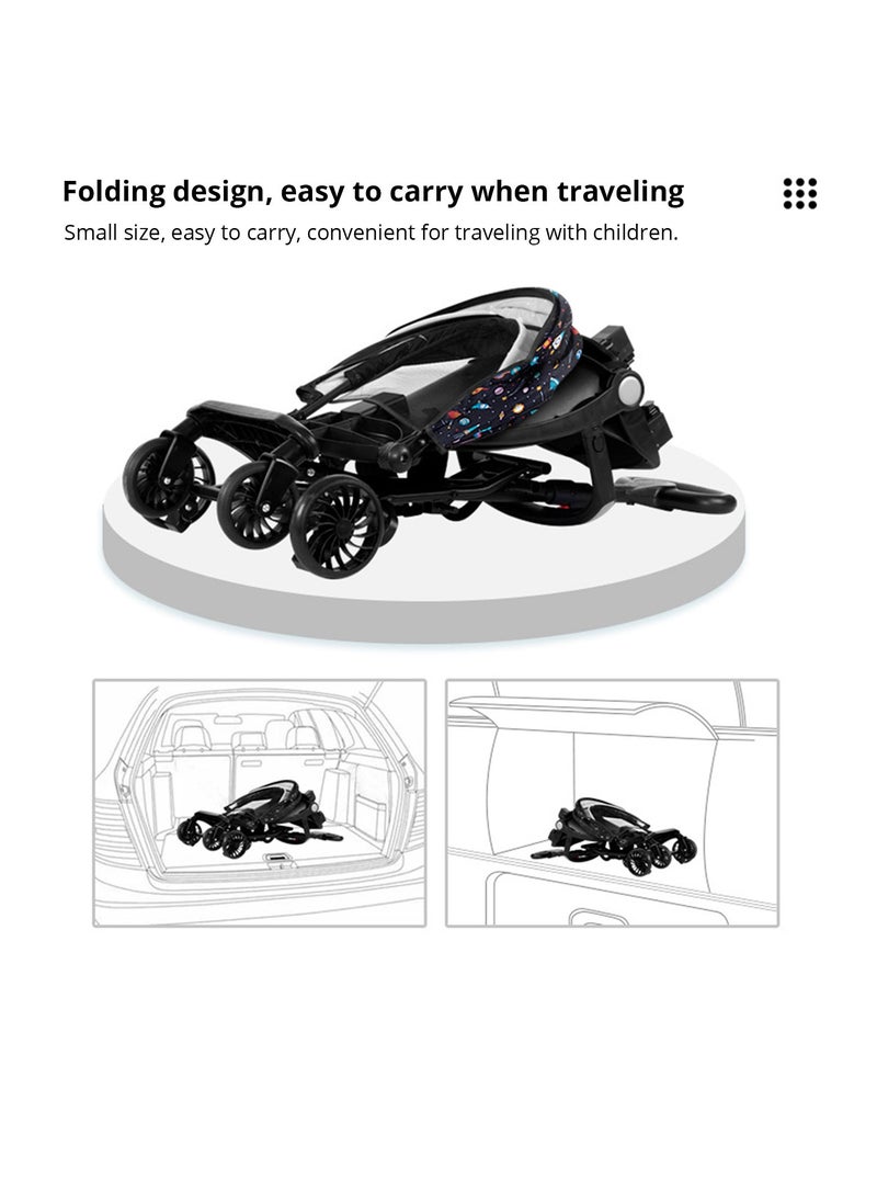 Bonita - Reversible Baby Stroller 3 In 1 Stroller, Multi Level Adjustment, Easy Fold, Three Point Safety Belt, UV Protection From Sun, Seat Conversion, Easy To Carry - Colorful Neon - Image 1