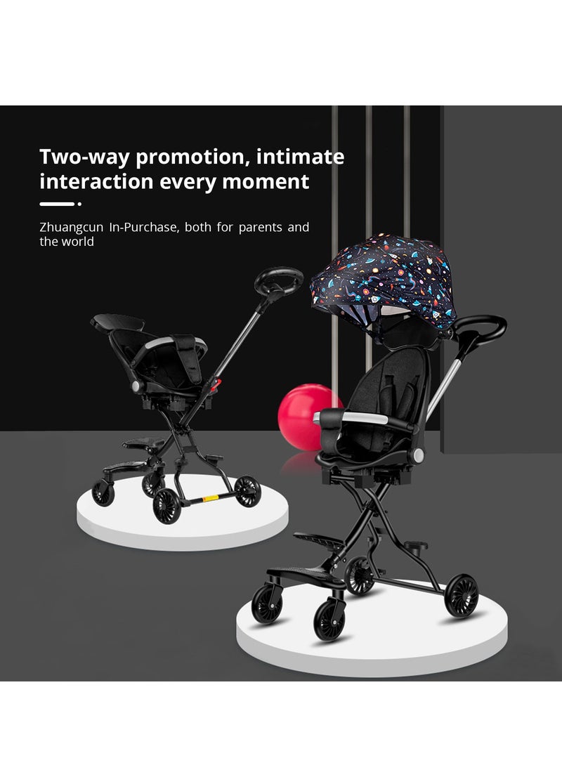 Bonita - Reversible Baby Stroller 3 In 1 Stroller, Multi Level Adjustment, Easy Fold, Three Point Safety Belt, UV Protection From Sun, Seat Conversion, Easy To Carry - Colorful Neon - Image 1