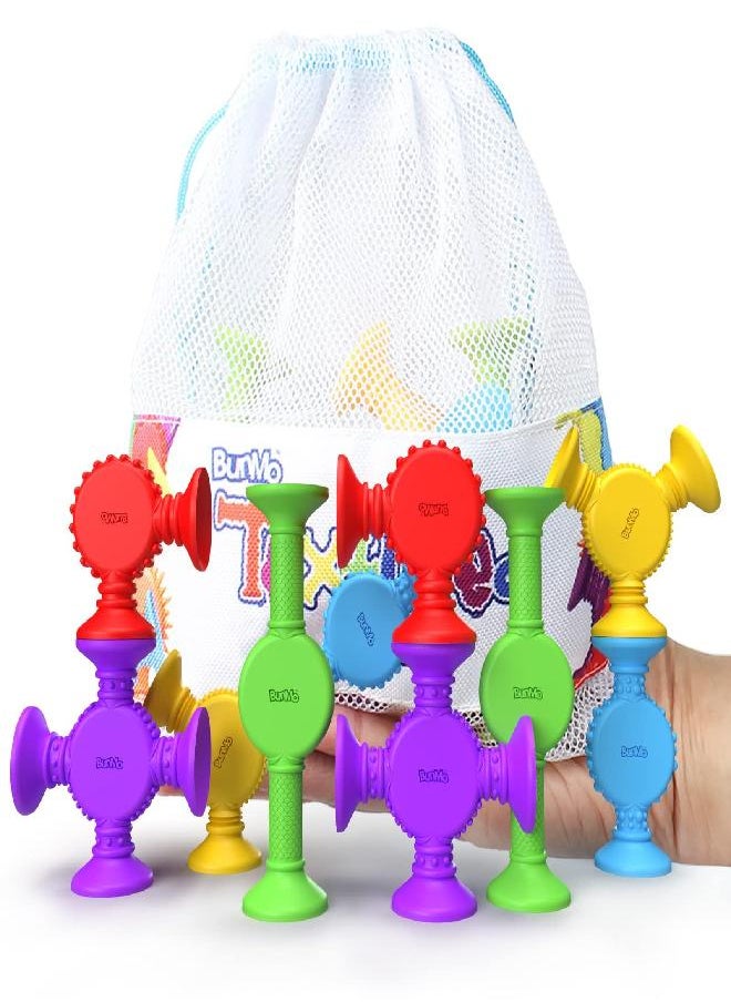 BUNMO - BUNMO Textured Suction Bath Toys 10pcs | Connect, Build, Create | No Mold Bath Toy | Hours of Fun & Creativity | Stimulating & Addictive Sensory Suction Toy | No Hole Bath Toy | Mold Free Bath Toys - Image 1
