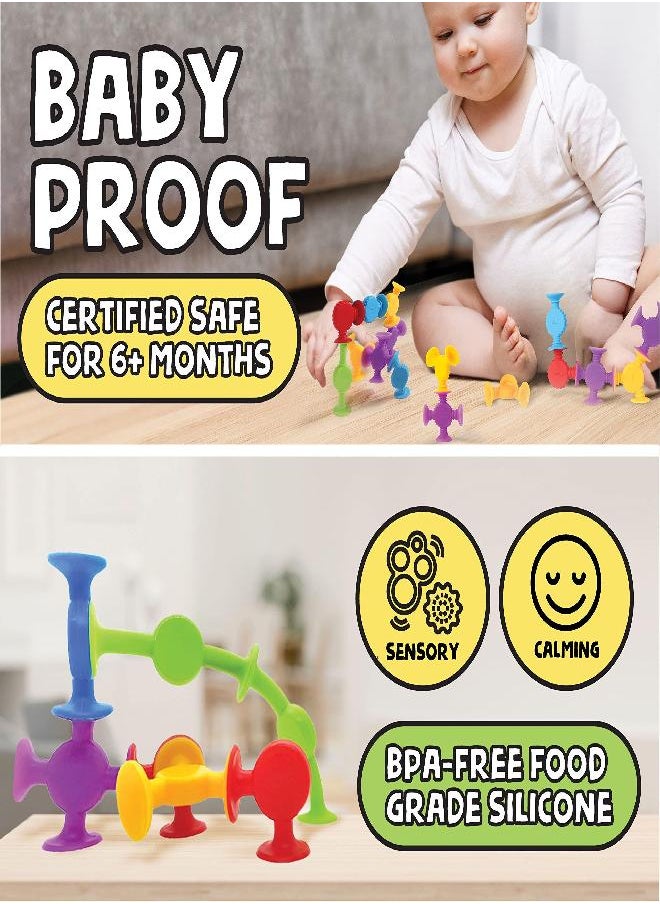 BUNMO - BUNMO Textured Suction Bath Toys 10pcs | Connect, Build, Create | No Mold Bath Toy | Hours of Fun & Creativity | Stimulating & Addictive Sensory Suction Toy | No Hole Bath Toy | Mold Free Bath Toys - Image 1