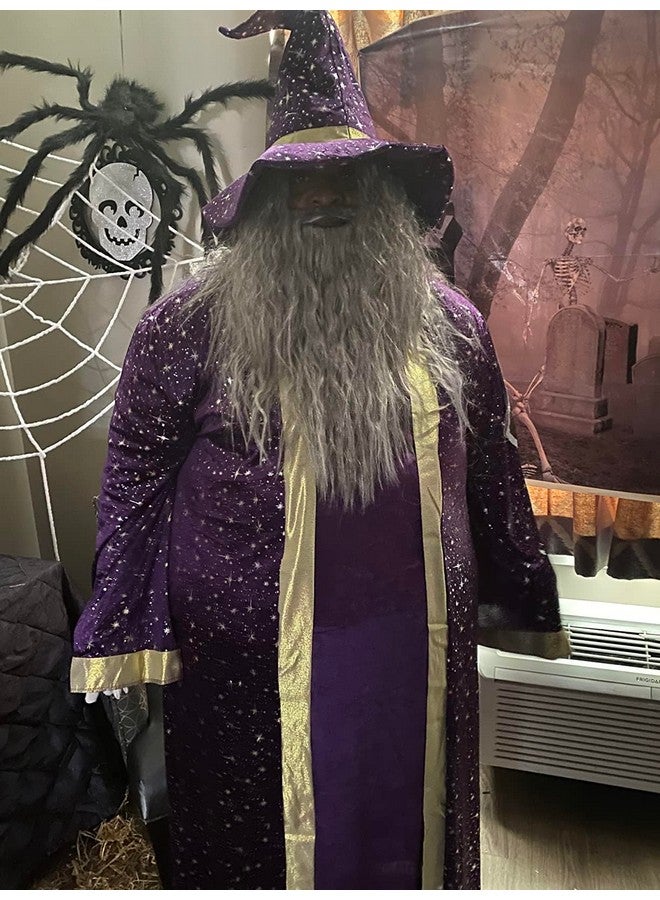 HOMELEX Grey Wizard Beard And Wig - Halloween Funny Father Time Costume Accessory for Adults - Image 5